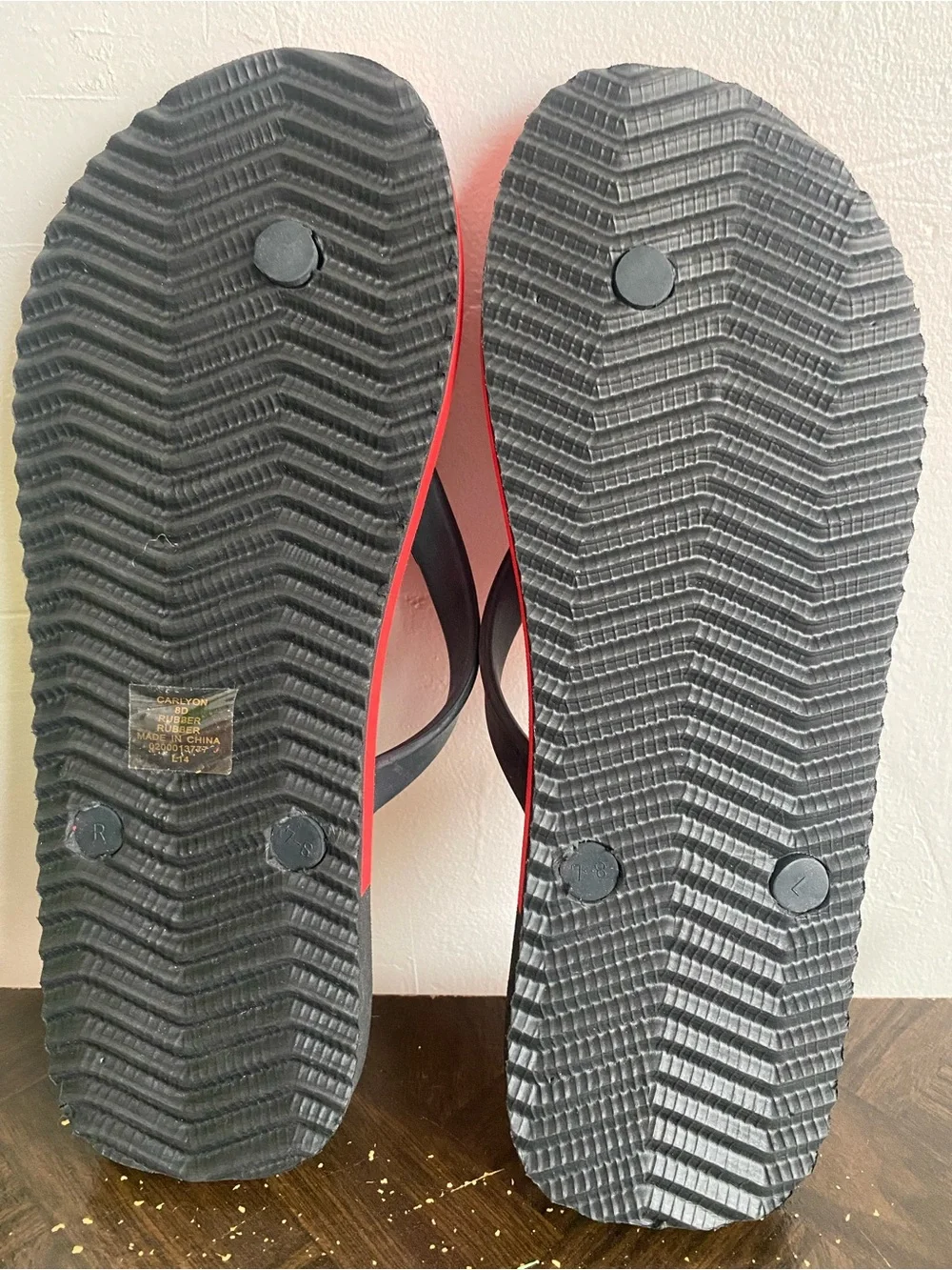 New Polo Ralph Lauren Red & Black Flip Flops Men’s Sz 8D,9/10D, 11/12D